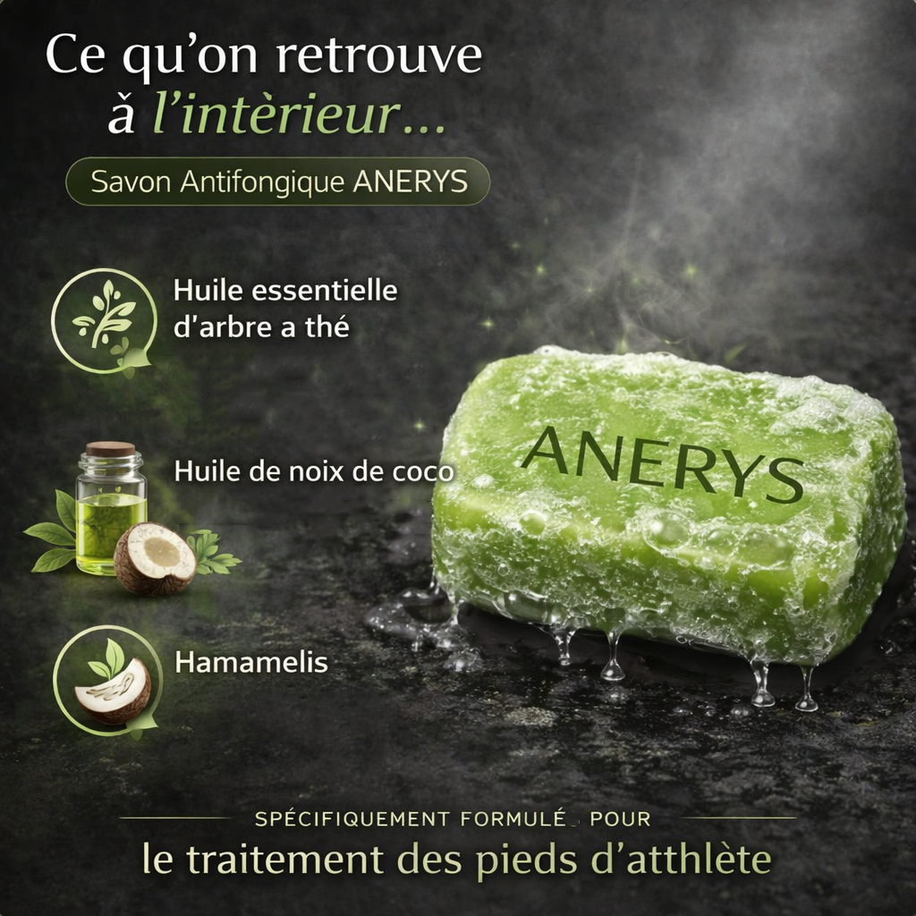Anerys - Savon antifongique contre le pied d'athlète